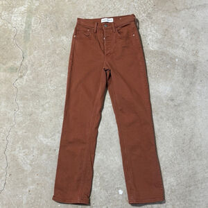 Denim Forum Jeans Brown Women’s Arlo High Rise Straight Size 24 Button Fly 28L